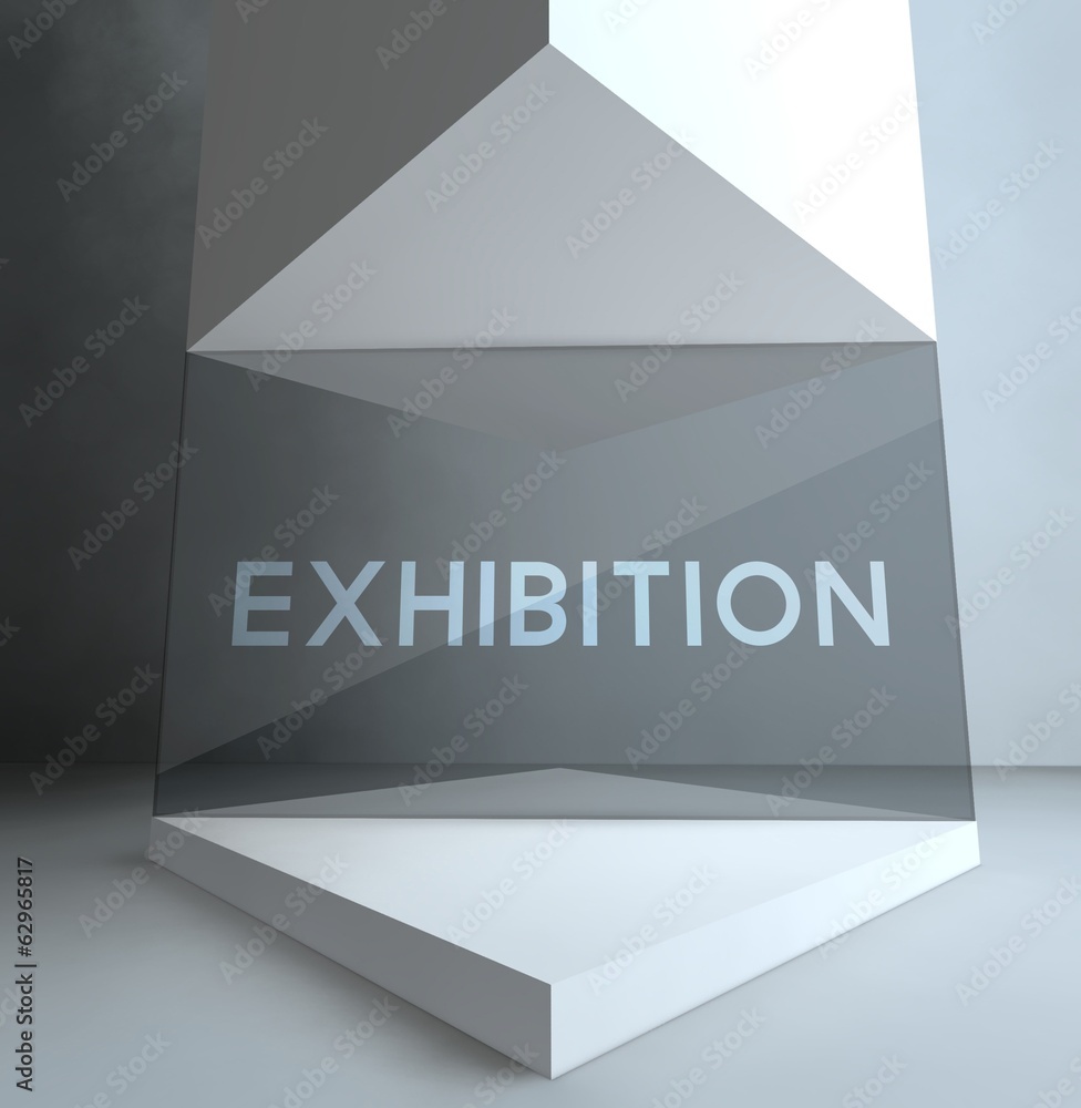 Exhibition inscription in gallery showcase