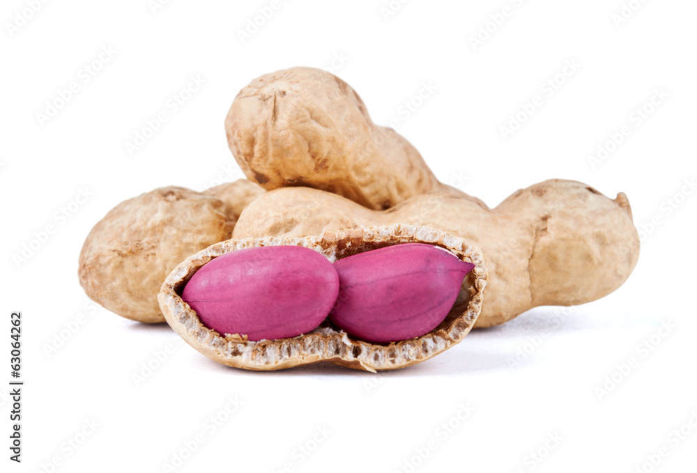 Peanuts on a white background