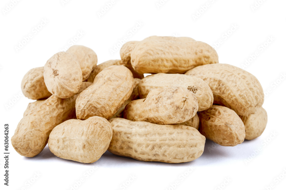 Peanuts on a white background