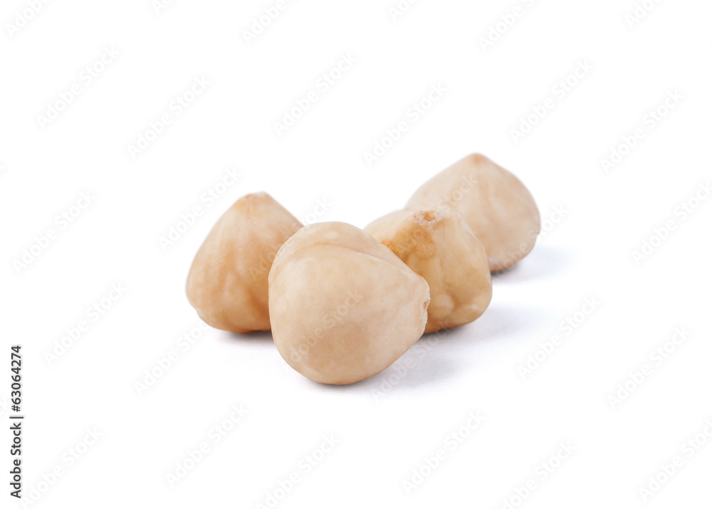 Processed peanuts isolated on white background