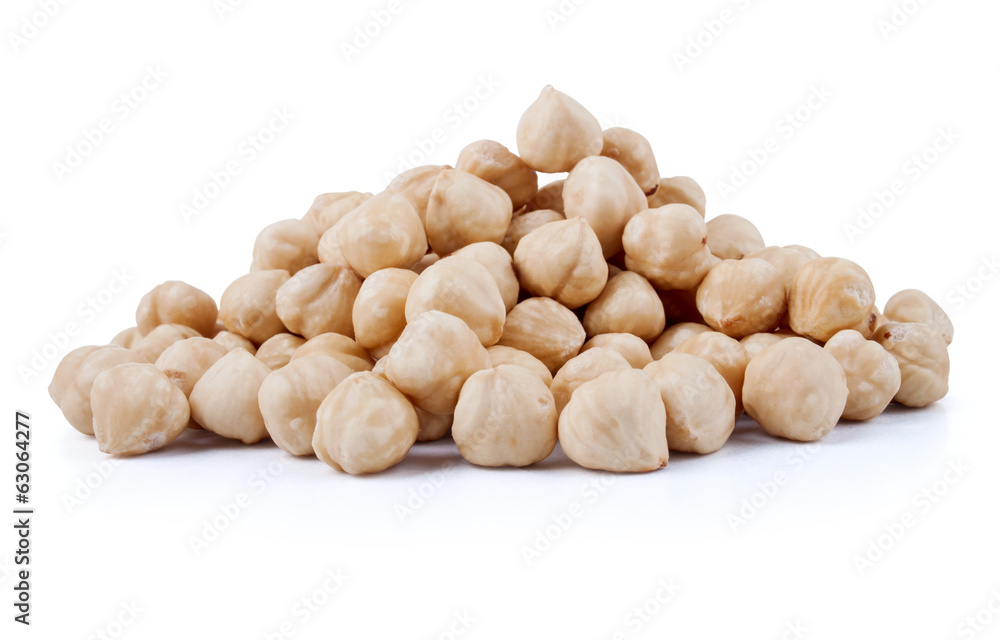 Processed peanuts isolated on white background