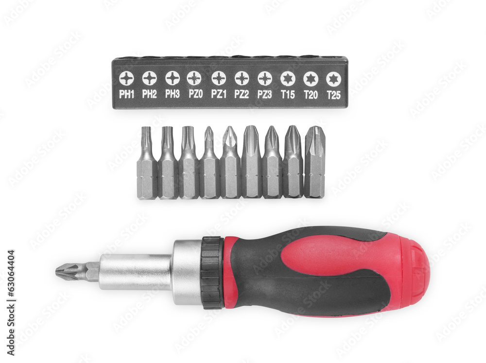 screwdriver with nozzles on a white background