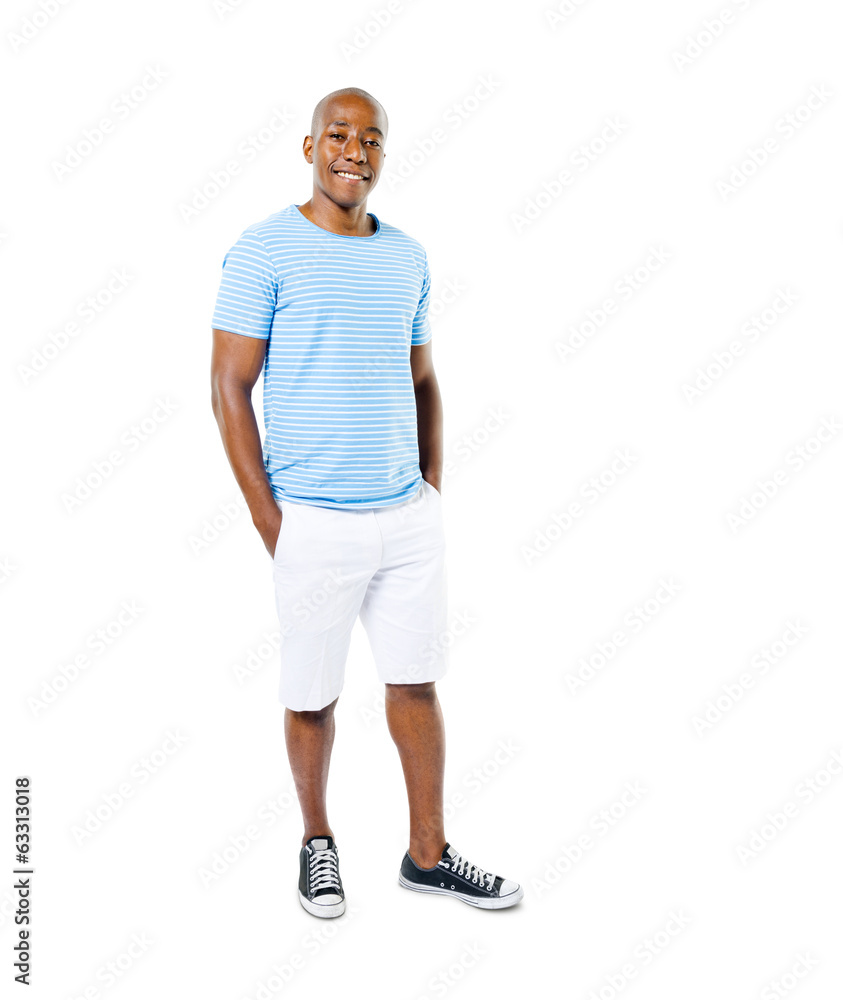 Confident Casual African Man in a White Background