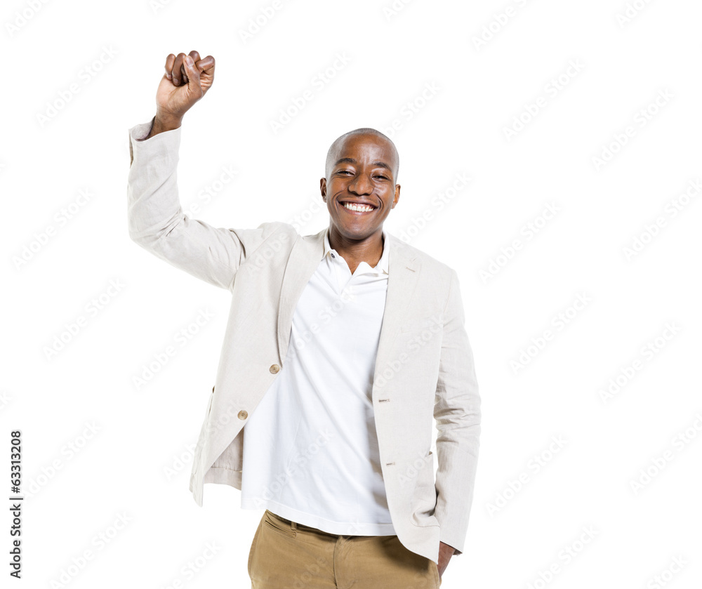 Cheerful Smart Casual Man Celebrating