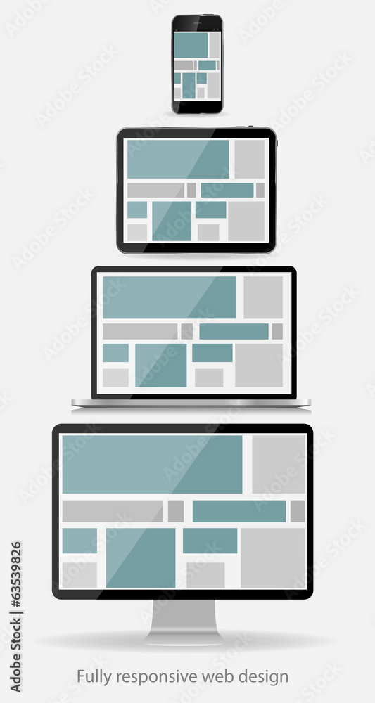 全响应Web设计概念矢量插图