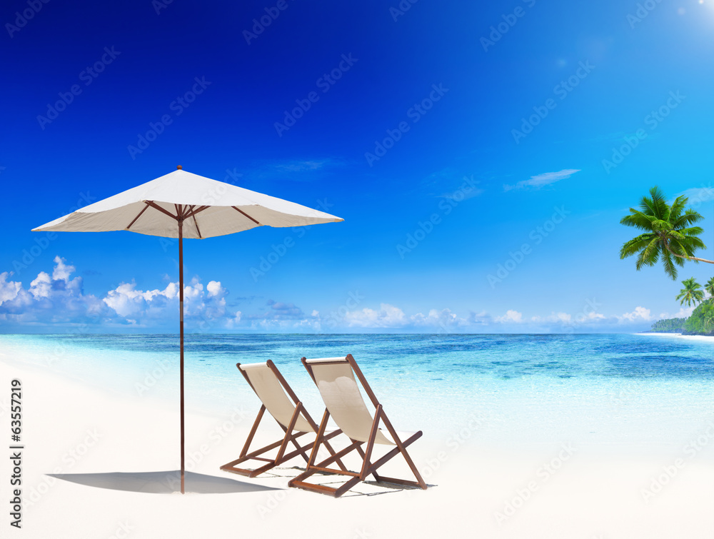 Deck Chair on Tropical Beach