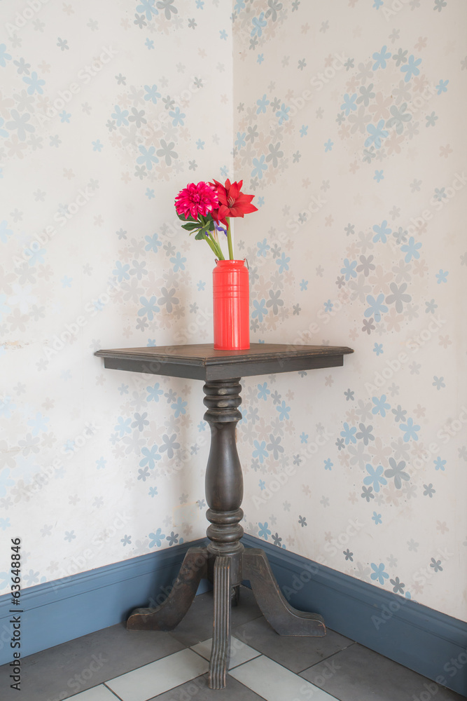 Artificial flower on corner table