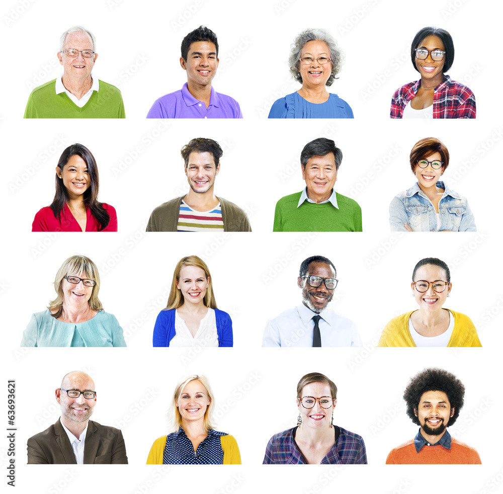 Portrait of Multiethnic Colorful Diverse People