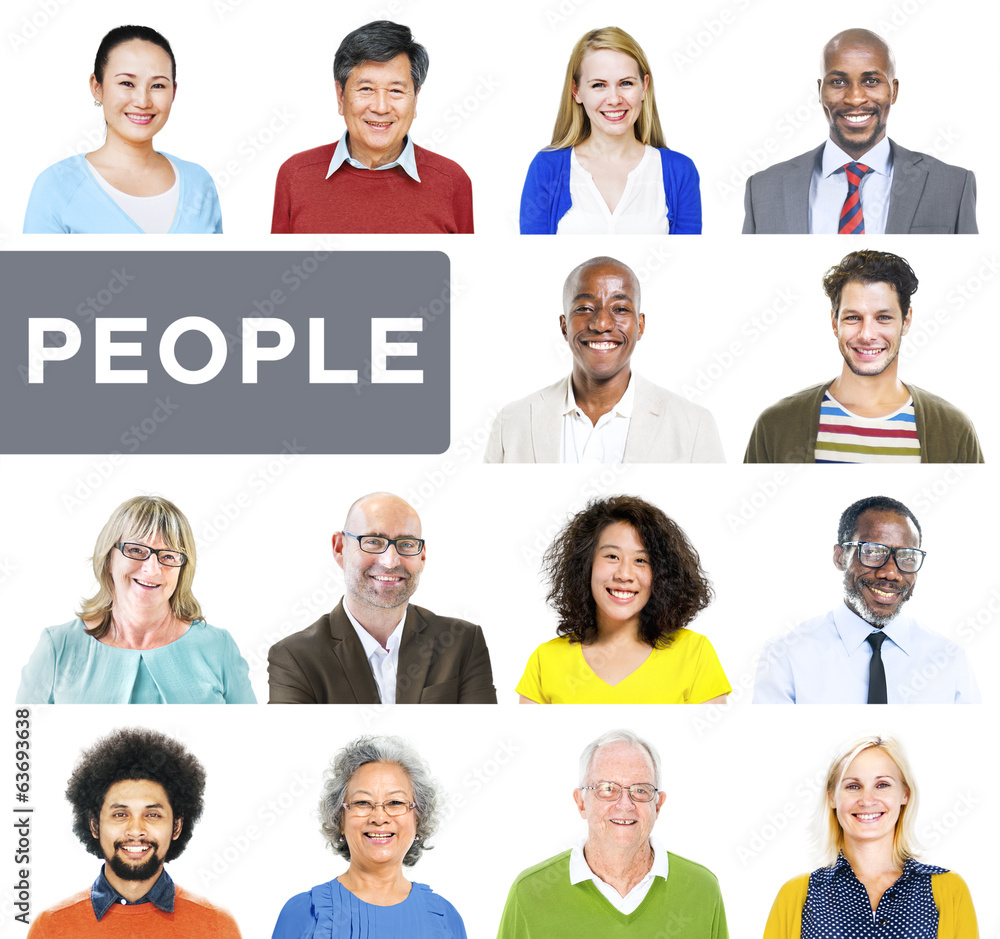 Portrait of Multiethnic Colorful Diverse People