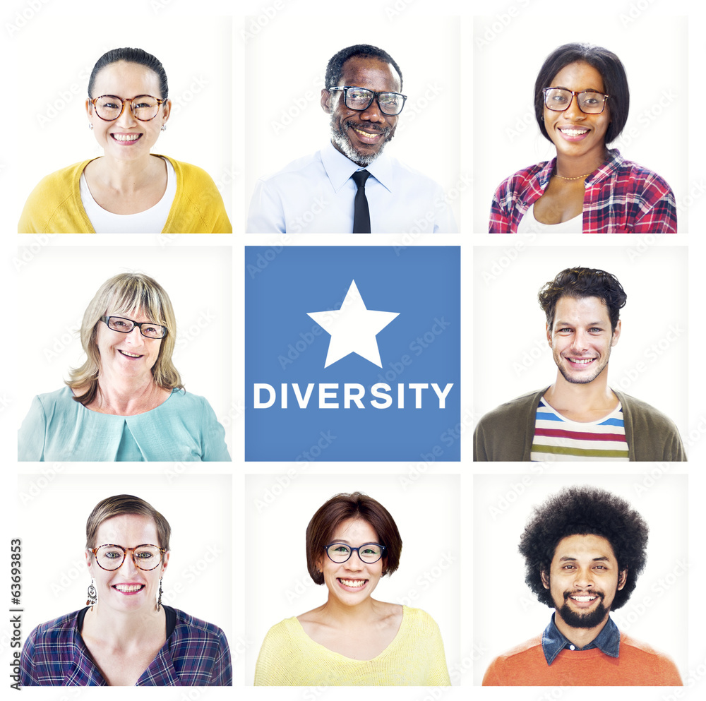 Portrait of Multiethnic Colorful Diverse People