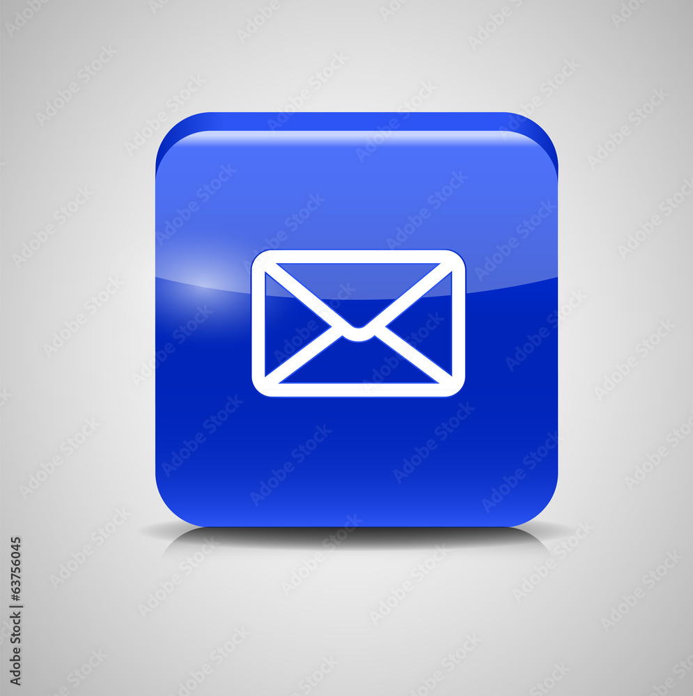 Glass Mail Button Icon. Vector Illustration