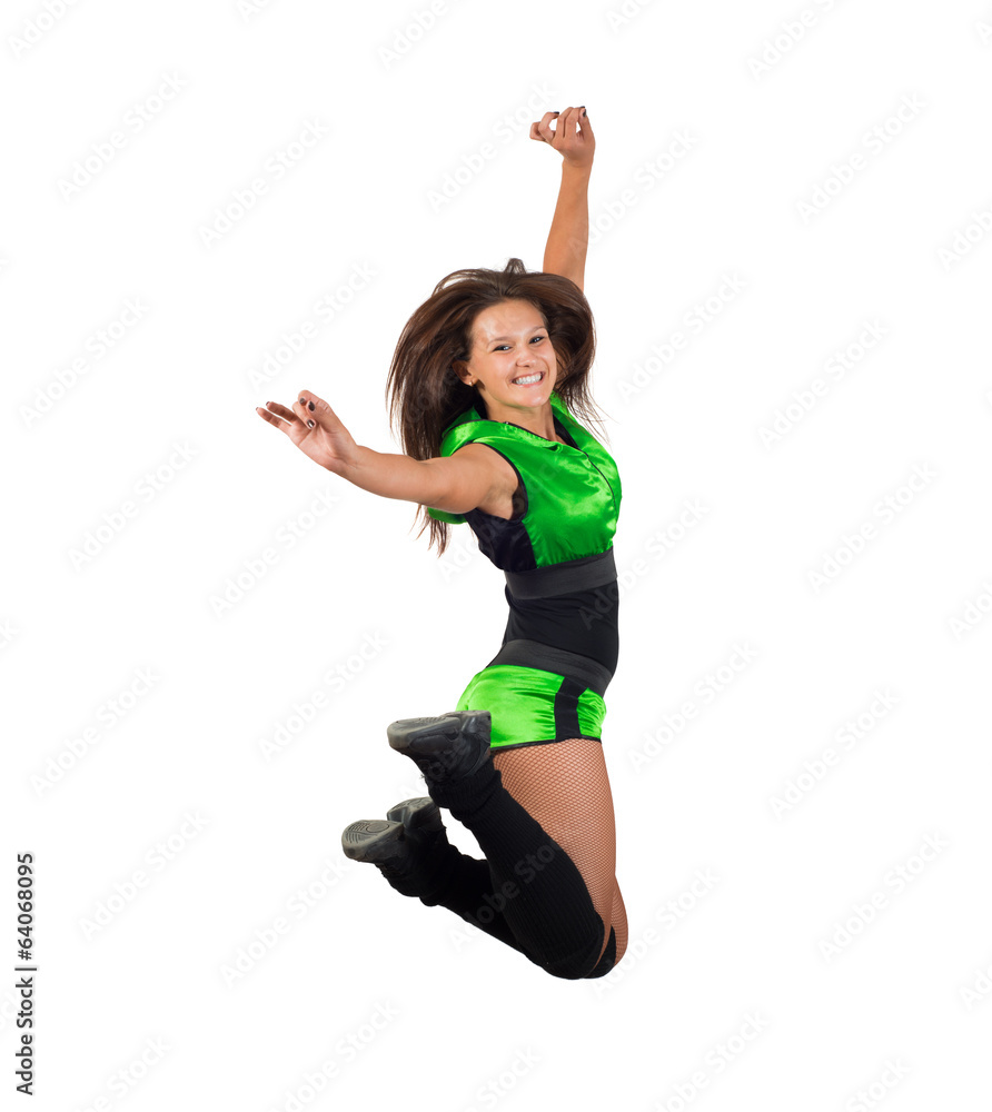 athletic young woman jumping