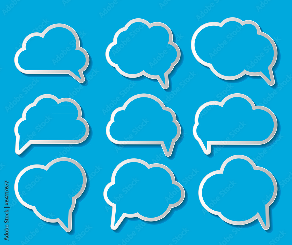 Set of Cloud Shaped Speech Bubbles Vector Illustration