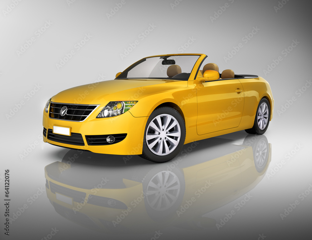 Studio Shot Of 3D Yellow Sport Car