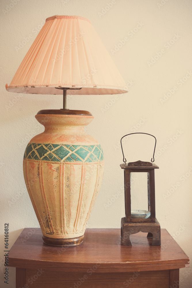 lamp in the room with retro filter effect