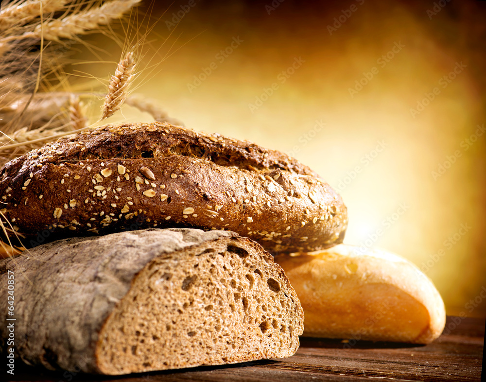 Bakery Bread on a Wooden Table