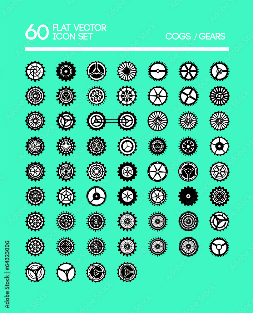 60 cogs and gears vector