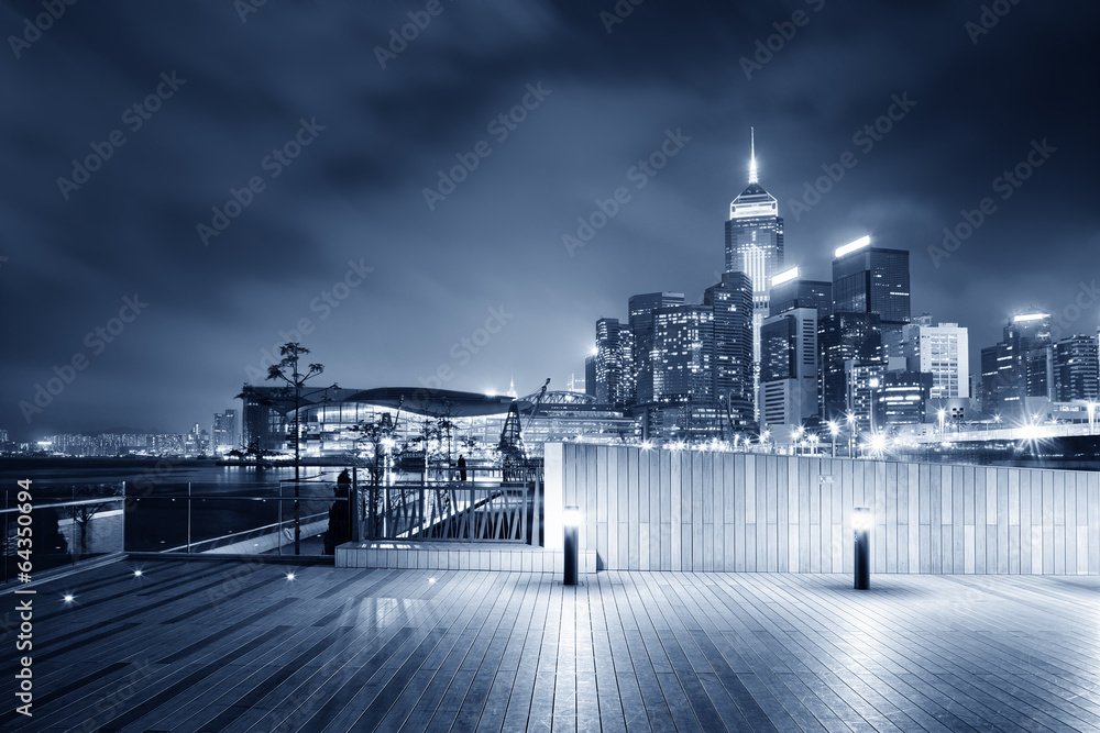 square with night modern building background