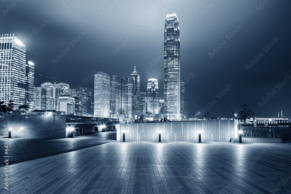 square with night modern building background