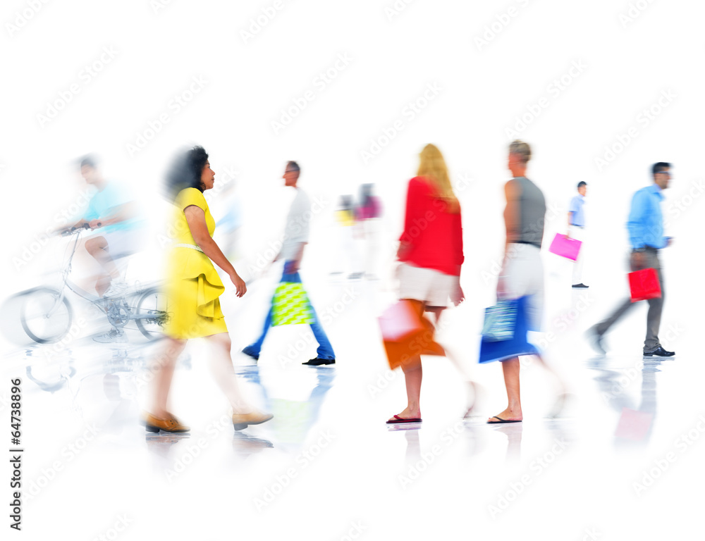 Group of Diverse Busy People Shopping