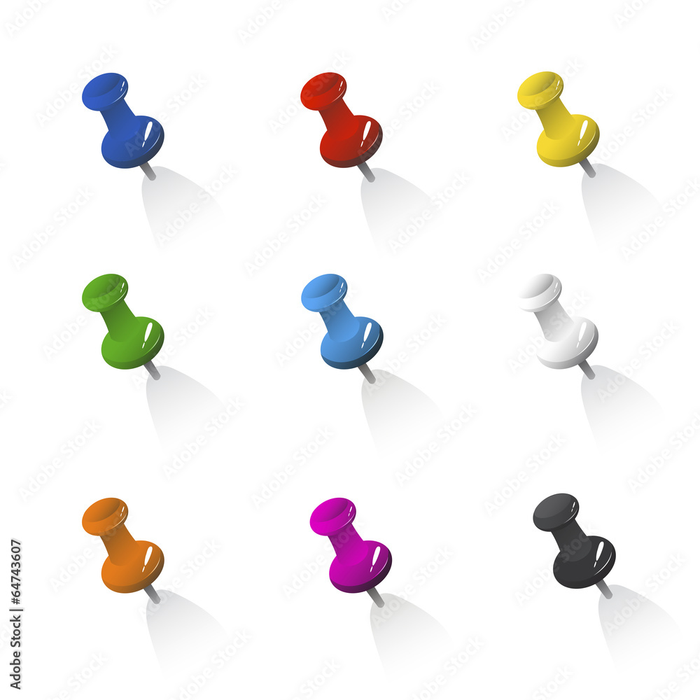 Vector of Colorful Thumbtacks