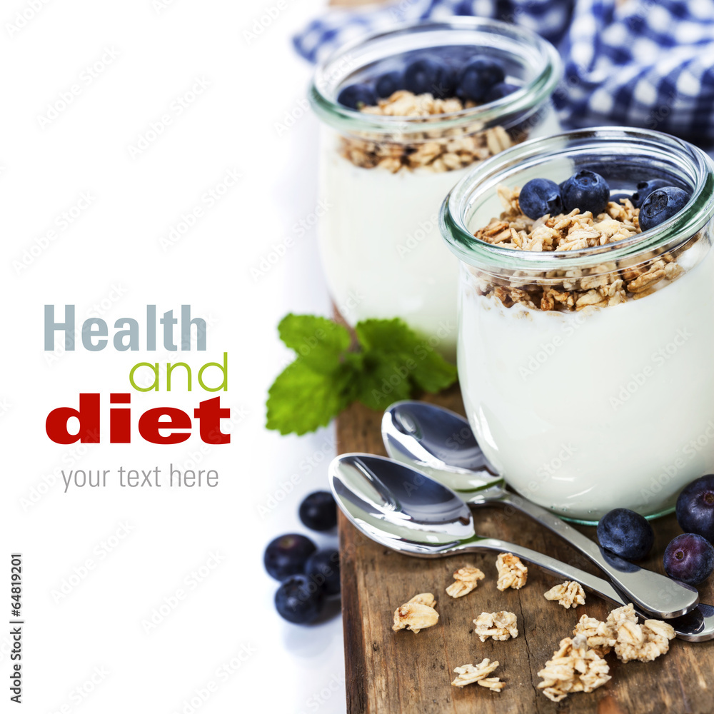 Healthy breakfast - yogurt with muesli and berries