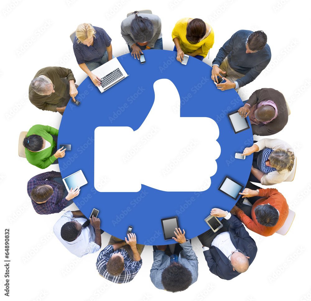 People Social Networking and Thumbs Up Symbol