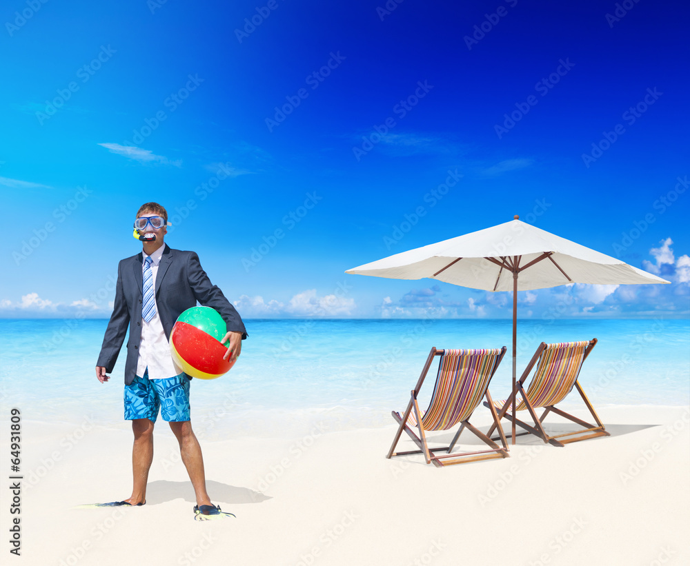 Businessman relaxing on vacation