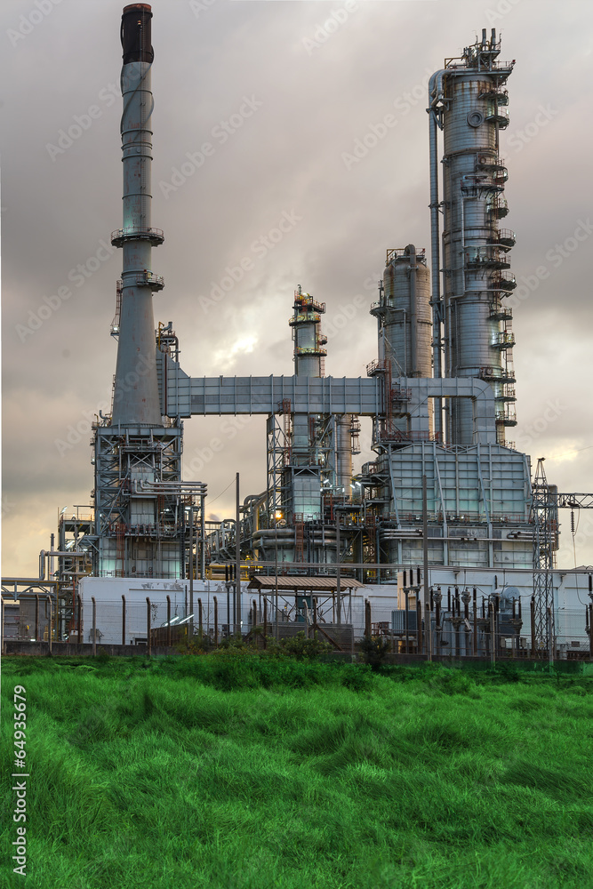 Oil refinery at twilight