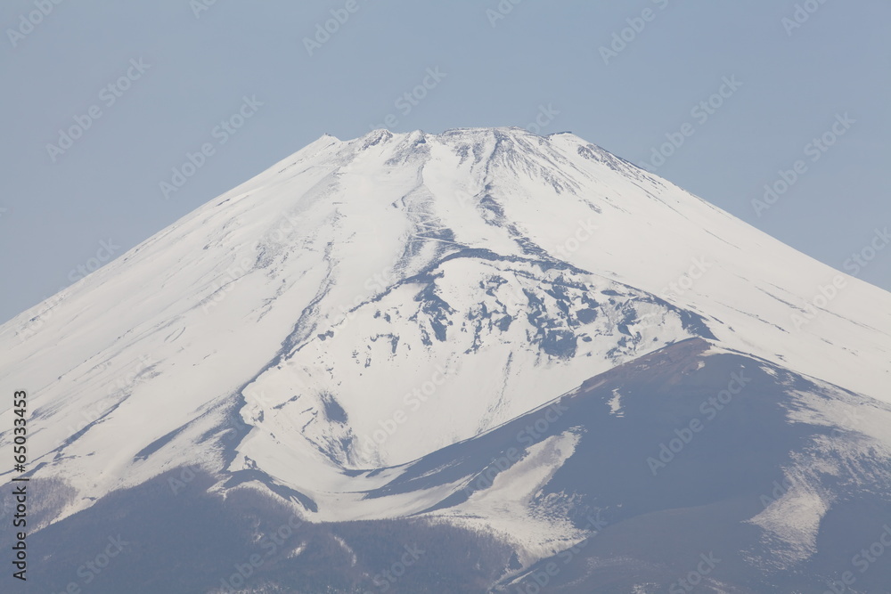 top of mountain fuji in winter season