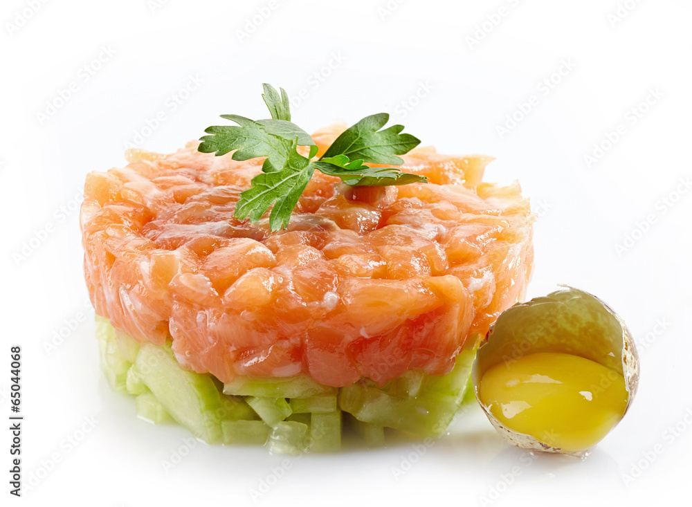 fresh salmon and cucumber tartare