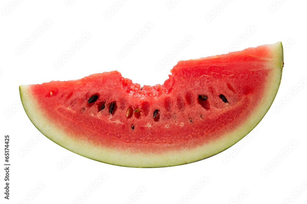 Slice of sweet bite watermelon on isolated background