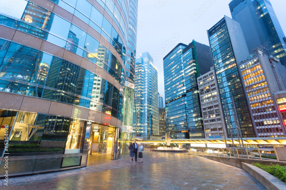 night scene of modern city，Hong Kong