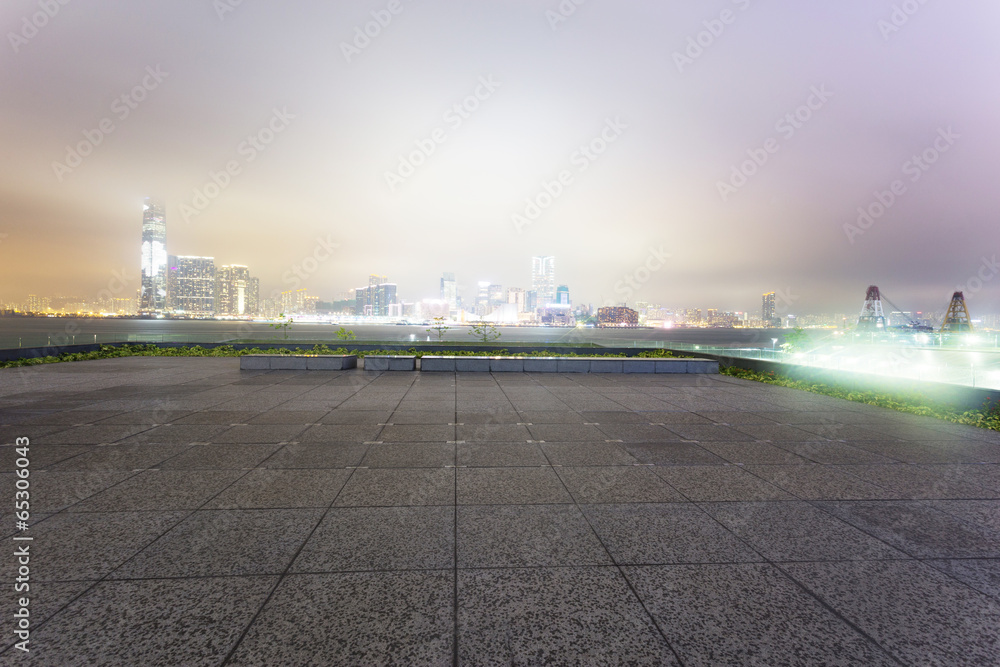 The modern buildings and city park