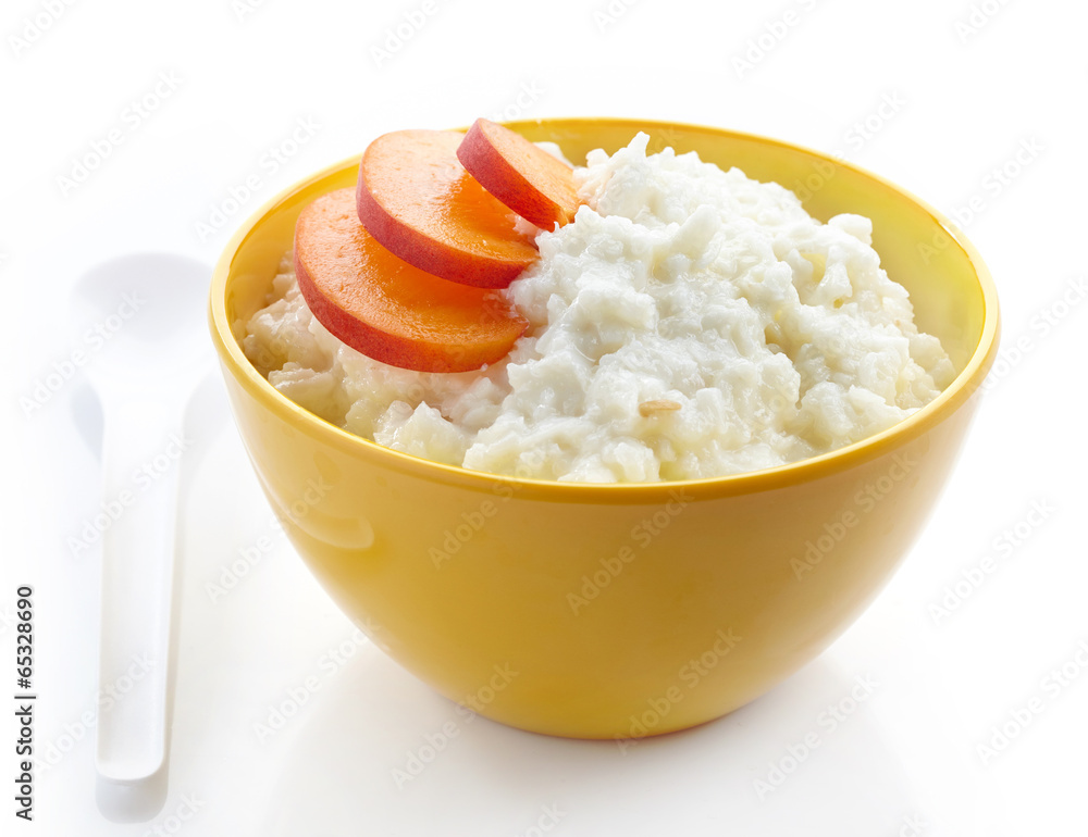 Bowl of rice flakes porridge