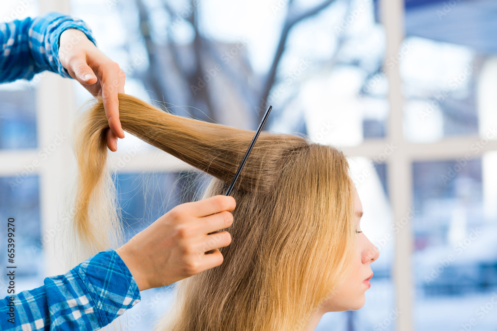 close up combing hair