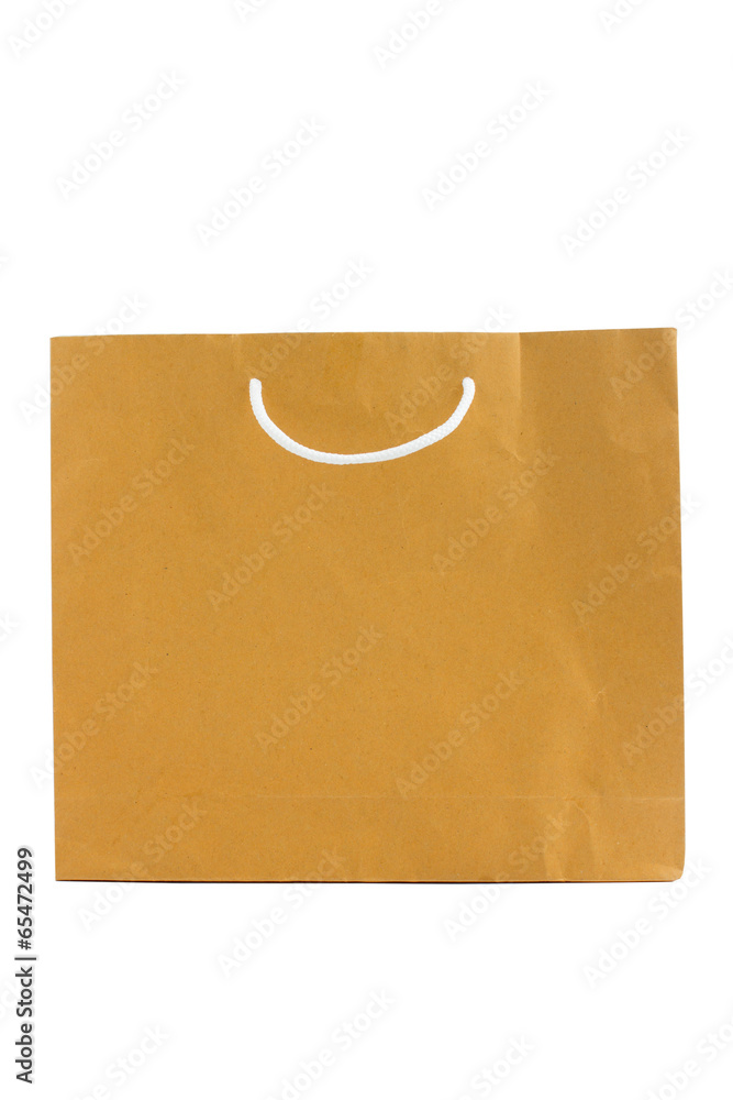 Brown shopping paper bag isolated on white