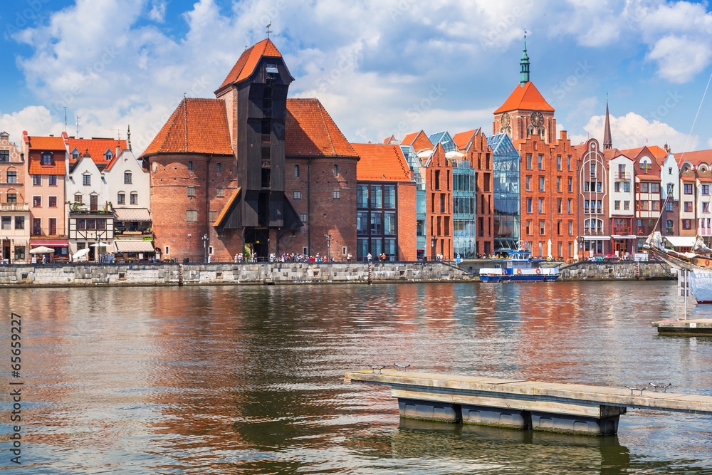 The medieval port crane over Motlawa river in Gdansk, Poland