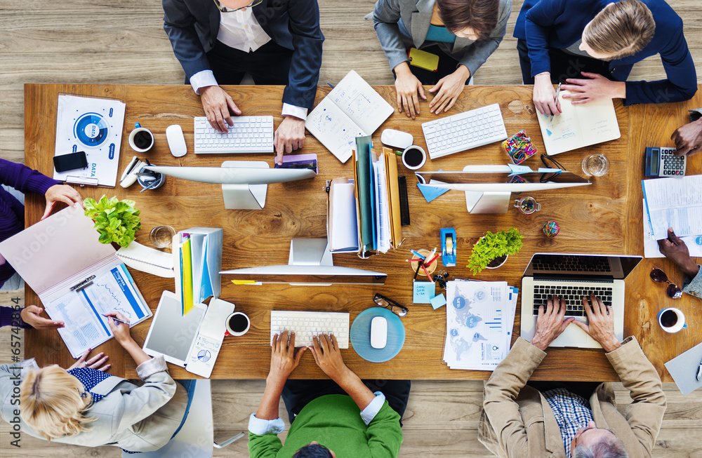 Group of Multiethnic People Working in an Office