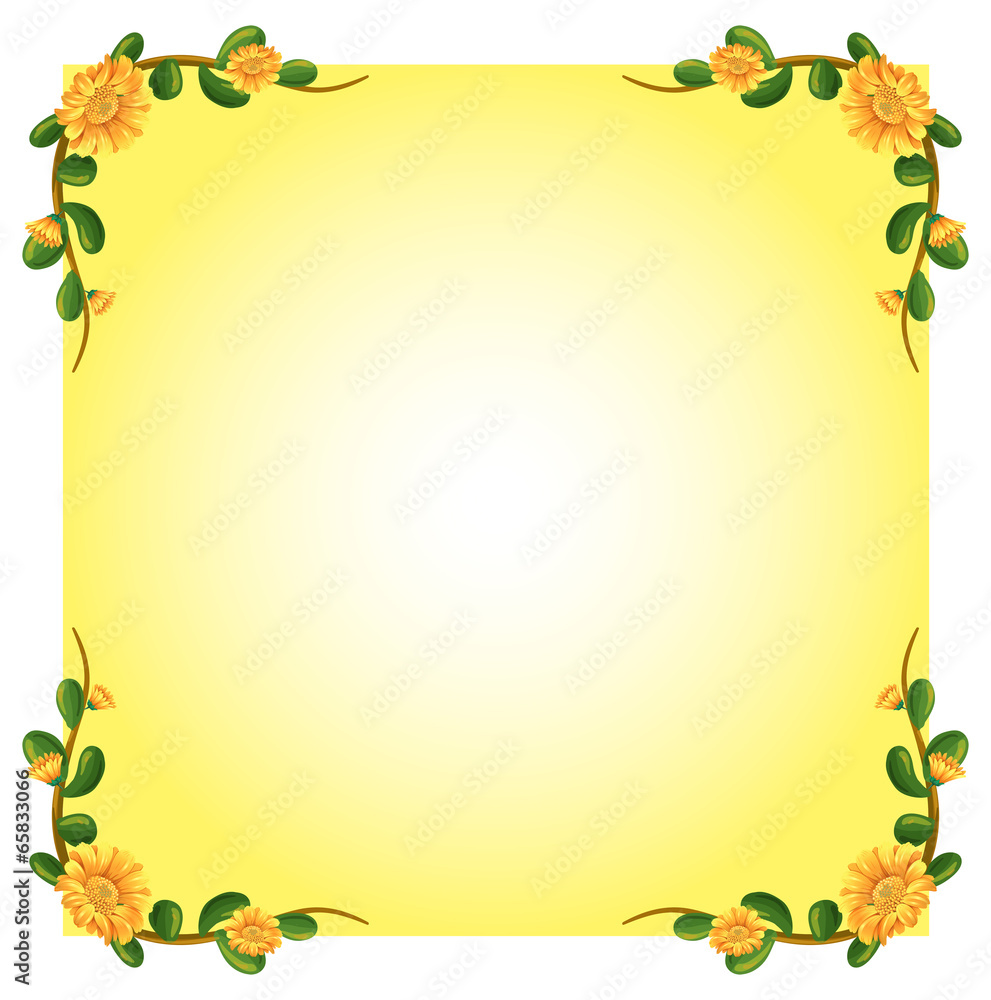 An empty template with a flowering plant border design