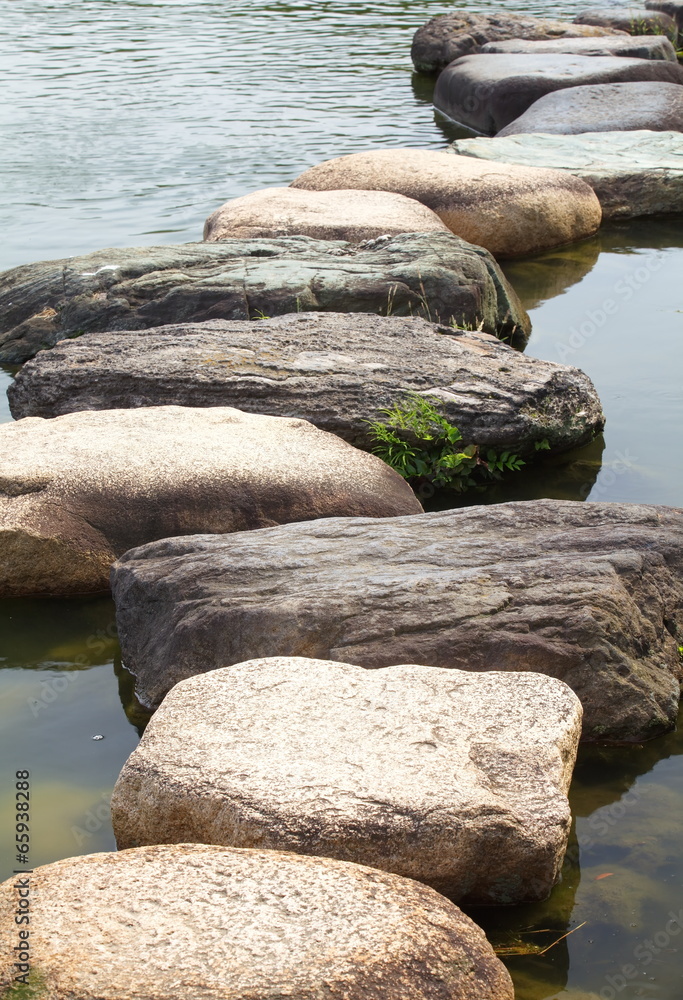 Zen stone path in a Japanese Garden