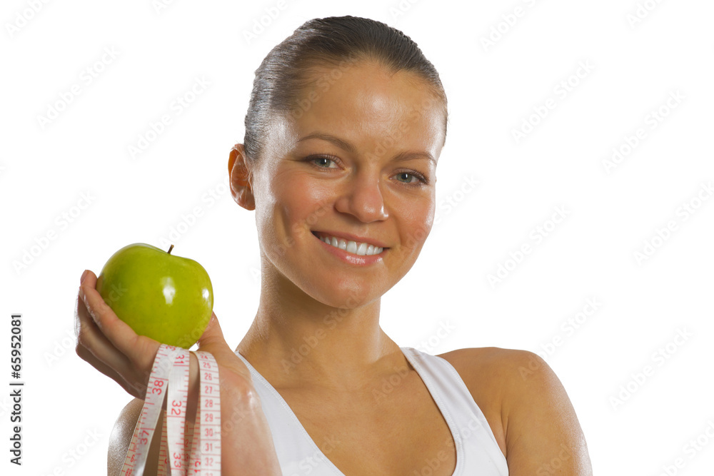 young attractive woman with measuring tape