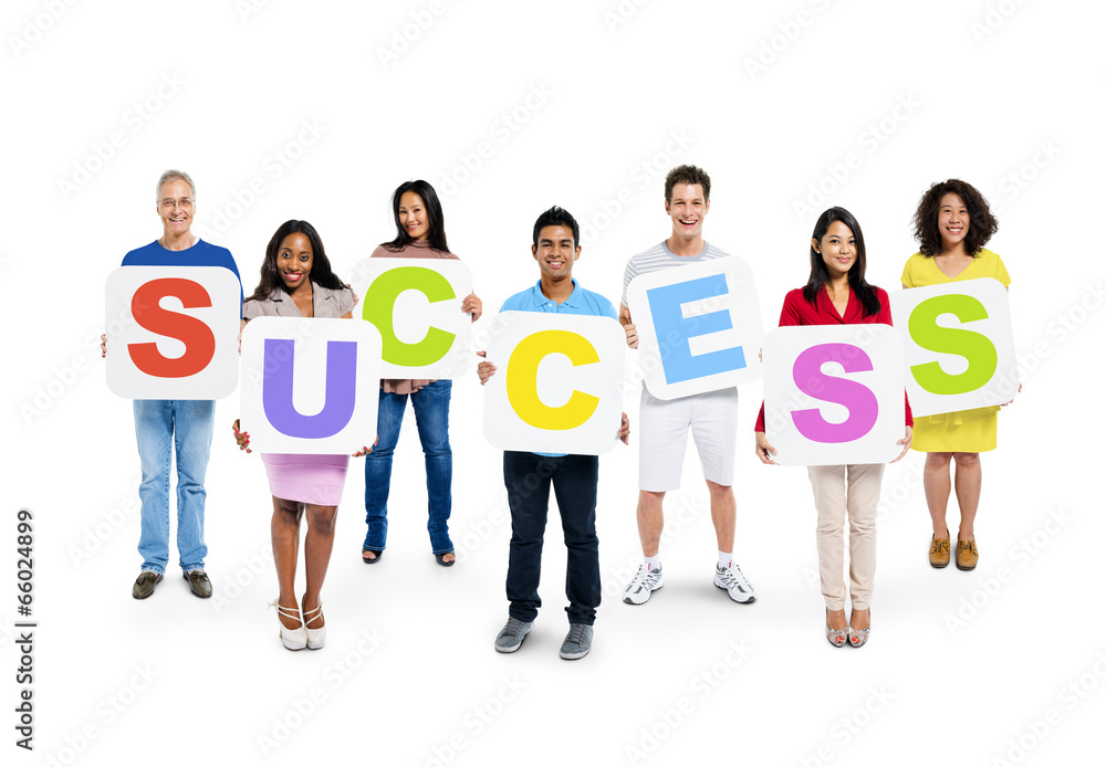 Group Of People Holding Sign of Success