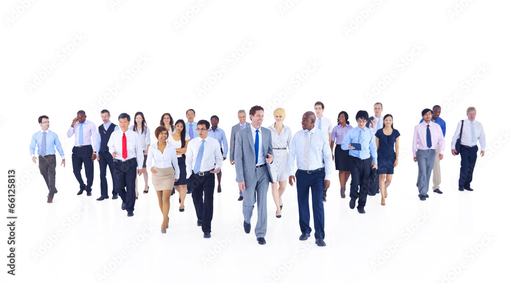 Large Group of Business People Walking