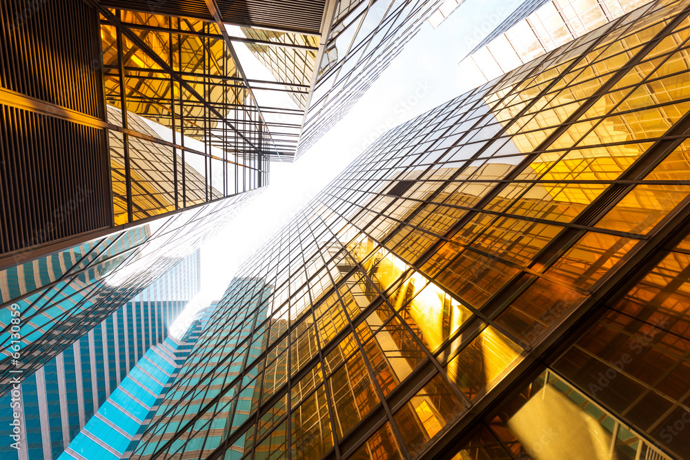 Modern glass silhouettes of skyscrapers in the city