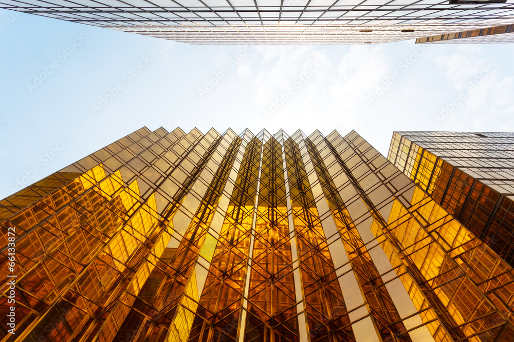 Modern glass silhouettes of skyscrapers in the city