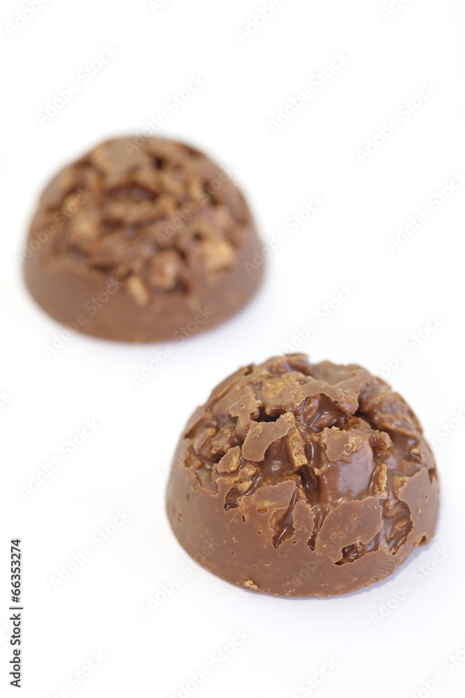 Sweet appetizer chocolate cookies on a white background