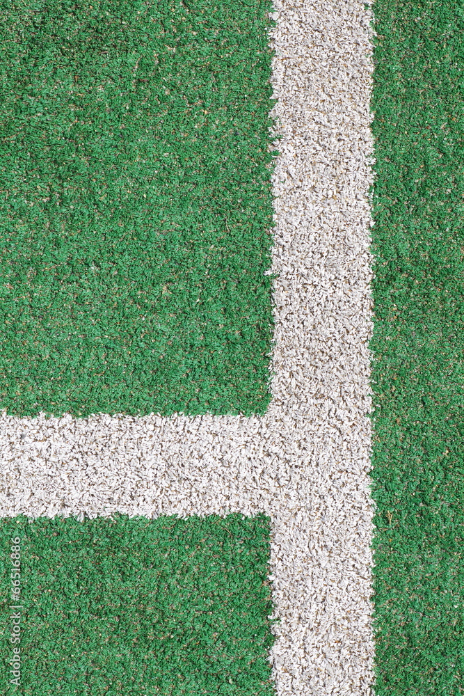 green artifical grass and white strip line