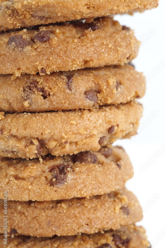 Chocolate cookies biscuit on a white background