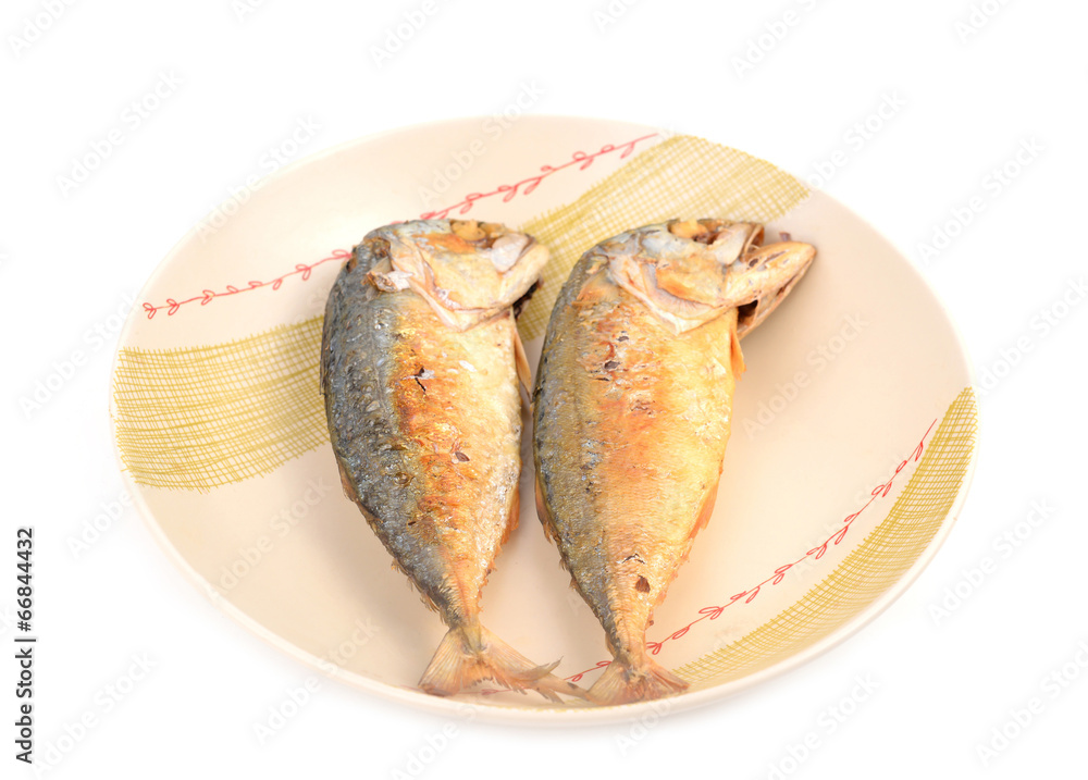 mackerel fried on a dish